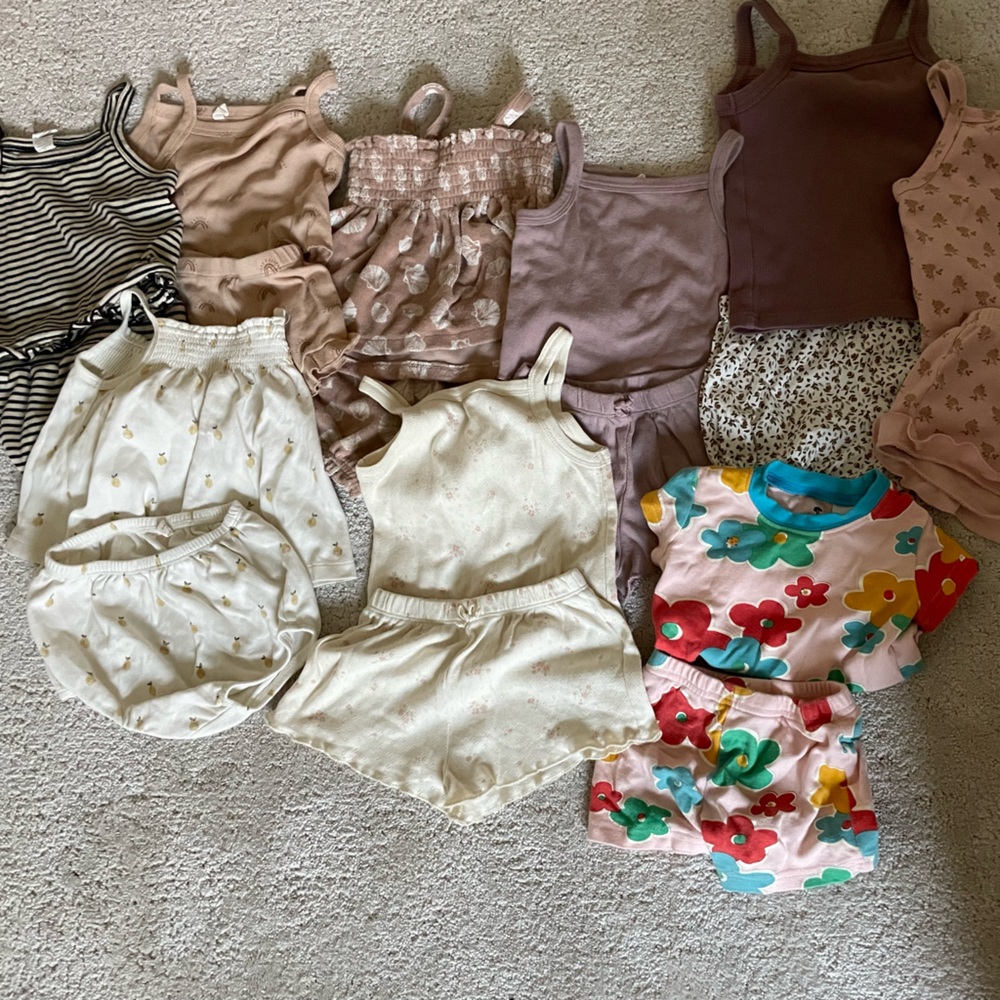 Assorted Girls' Tank Top and Shorts Set - Floral & Neutral Colors